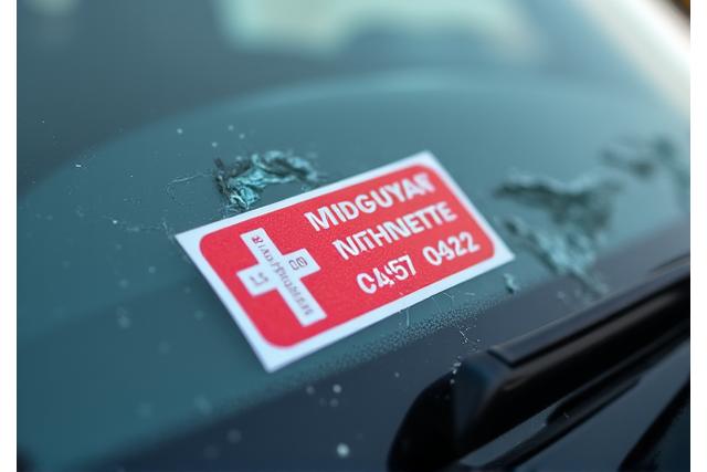 Autoscheibe mit alter Vignette vor einem Austausch