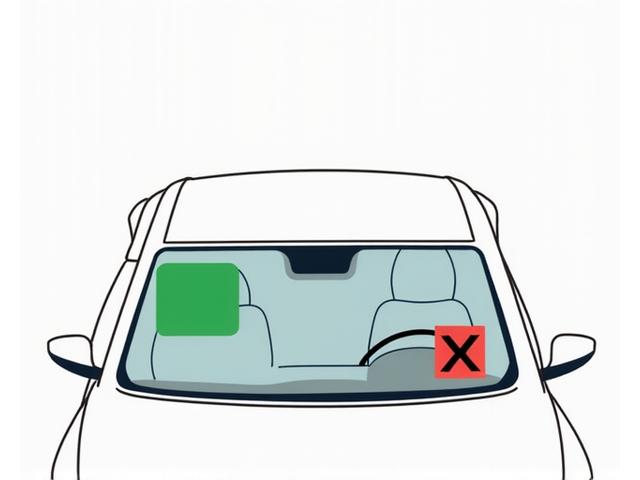 Diagramm zur korrekten Anbringung der Klebevignette an der Windschutzscheibe