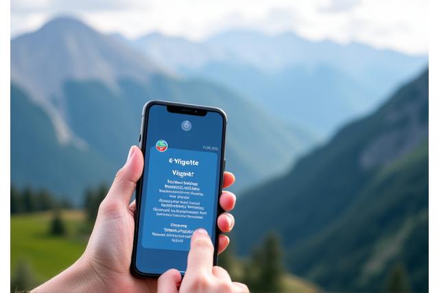 Abbildung eines digitalen Smartphones mit einer E-Vignette App auf dem Bildschirm